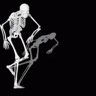 A skeleton dancing capoeira.